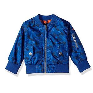 Baby Boys Printed Flight Jacket Blue